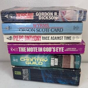 6 Sci-Fi & Fantasy Books Piers Anthony Orson Scott Card,‎ Gordon Dickson Lot 1